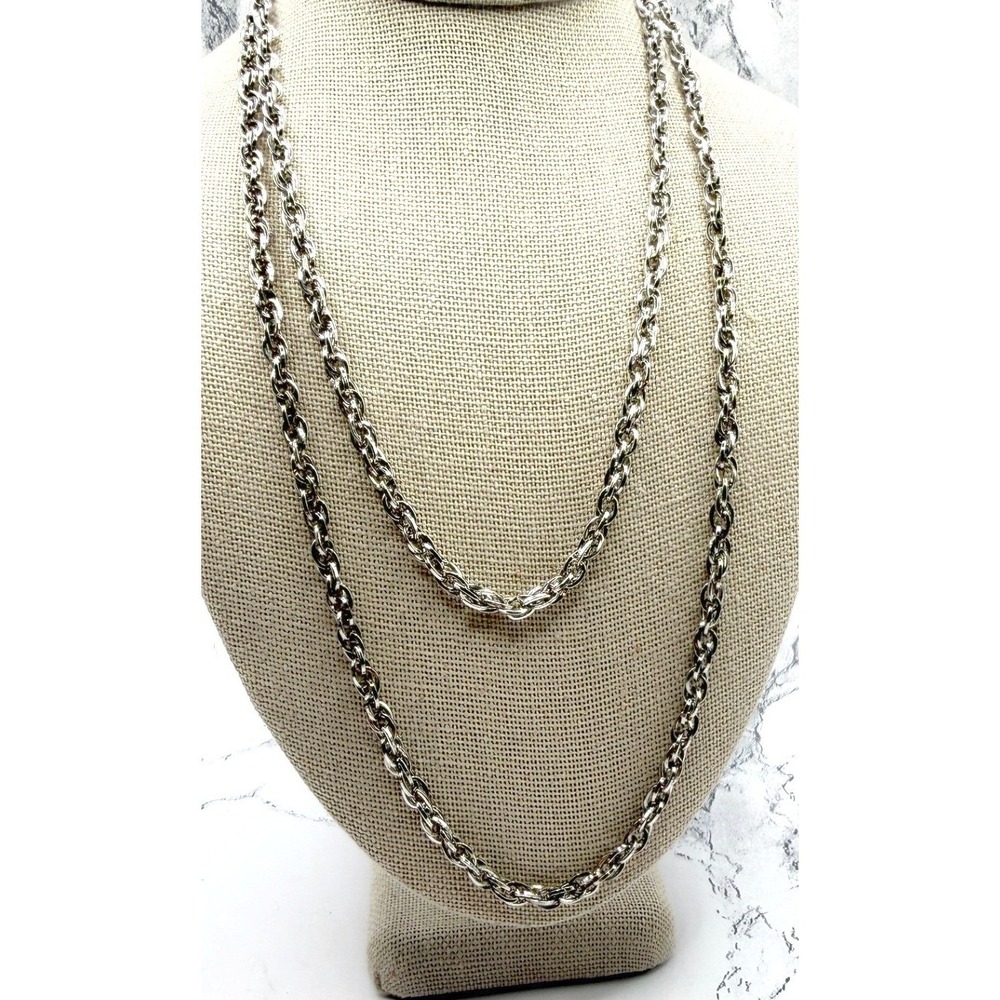 Vintage Trifari Silver Tone Chain Necklace 29" Layering Link